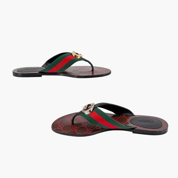 Gucci Kika Red Interlocking GG Thong Flip Flop Sandals Flat Size 39 US 9 Women's - Picture 10 of 14